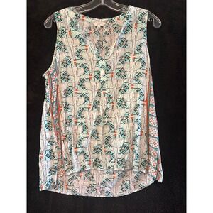 Crown‎ & Ivy Womens Sleeveless V-Neck Top Elephant Print Size L